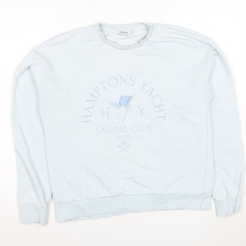 Stradivarius Women Blue Crew Neck Pullover Sweatshirt Size S