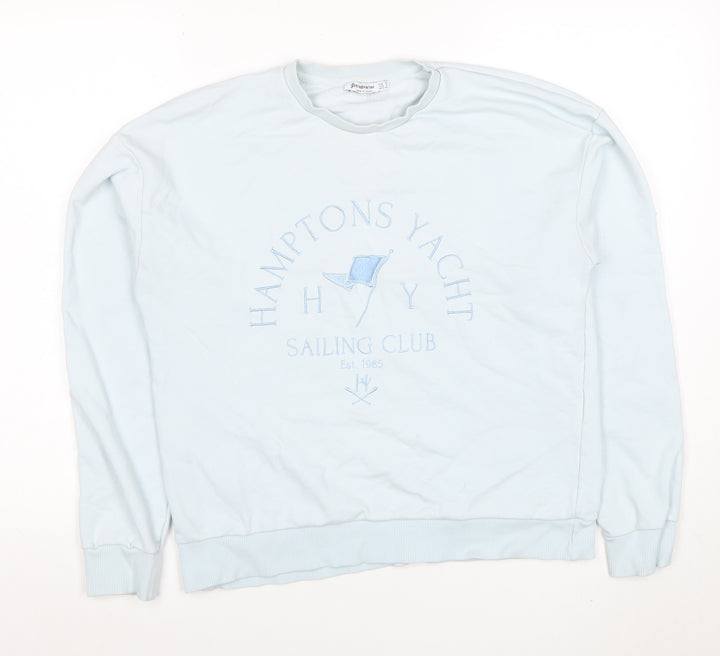 Stradivarius Women Blue Crew Neck Pullover Sweatshirt Size S