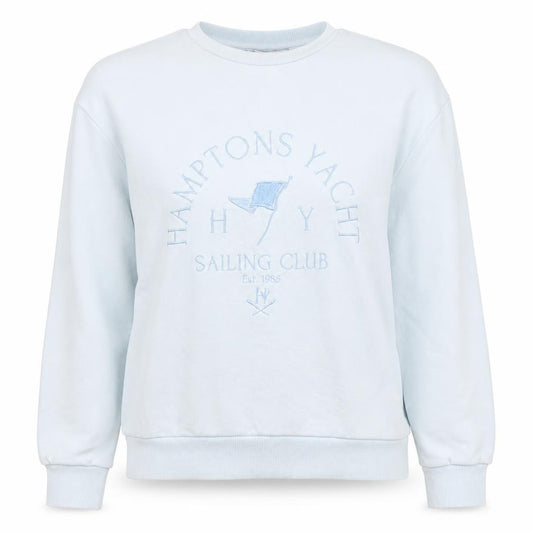 Front view of Stradivarius Women Blue Crew Neck Pullover Sweatshirt, size S
