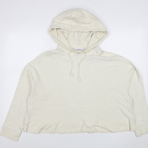 Weekday Women Ivory Cotton Blend Pullover Hoodie L Relaxed Fit