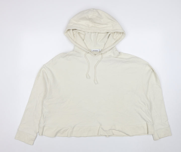 Weekday Women Ivory Cotton Blend Pullover Hoodie L Relaxed Fit