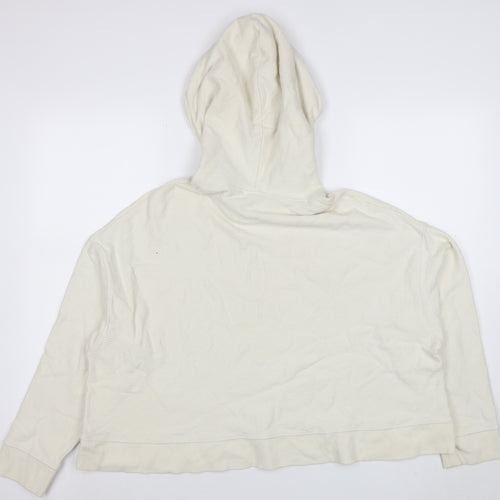 Weekday Women Ivory Cotton Blend Pullover Hoodie L Relaxed Fit