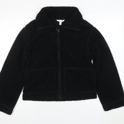 H&M Women’s Black Fleece Zip Jacket Size S Regular Fit