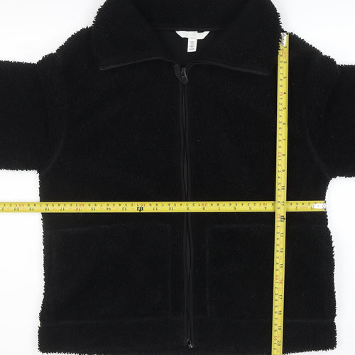 H&M Women’s Black Fleece Zip Jacket Size S Regular Fit