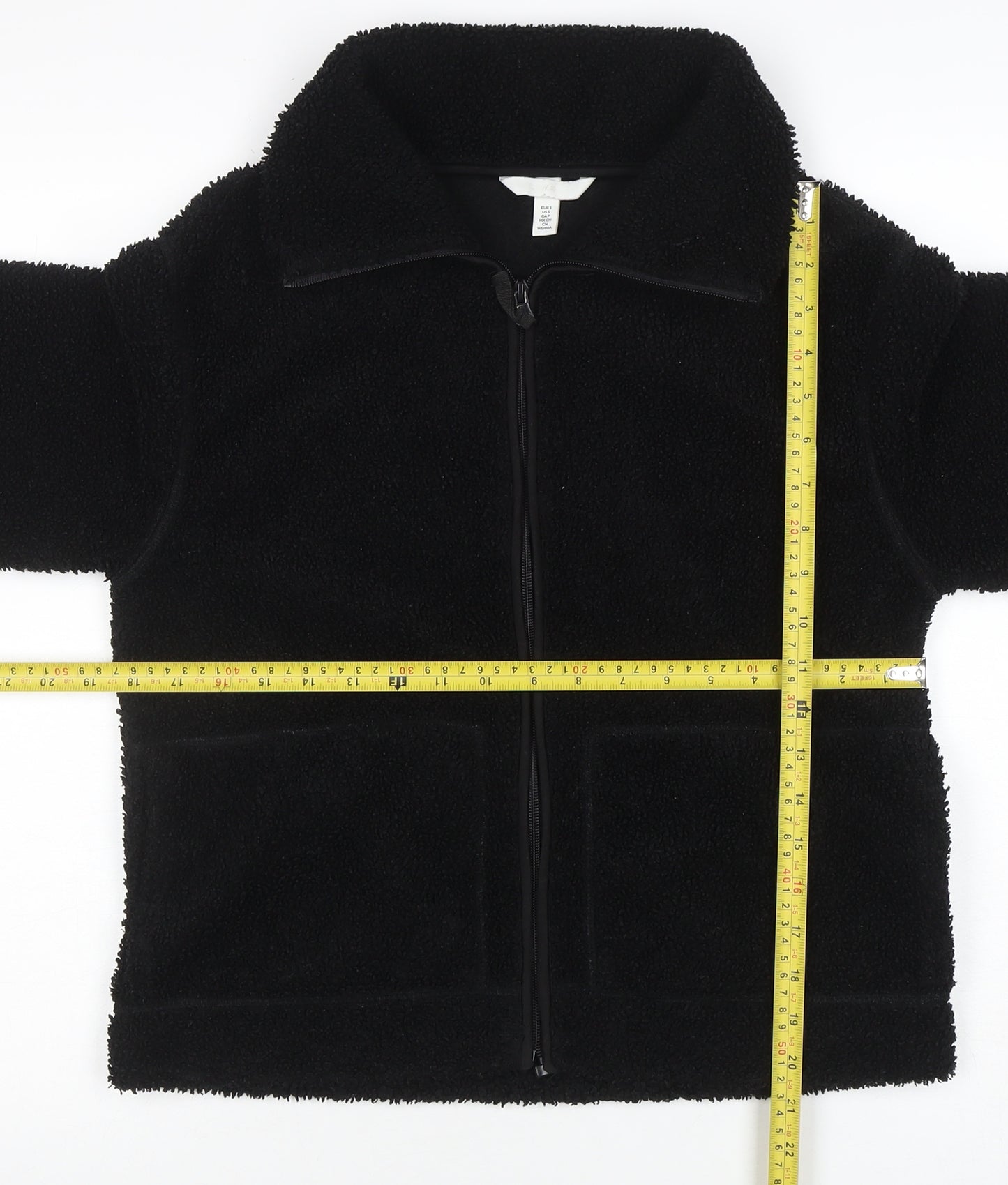 H&M Women’s Black Fleece Zip Jacket Size S Regular Fit