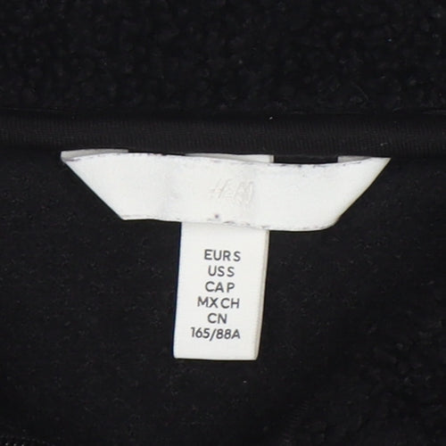 H&M Women’s Black Fleece Zip Jacket Size S Regular Fit