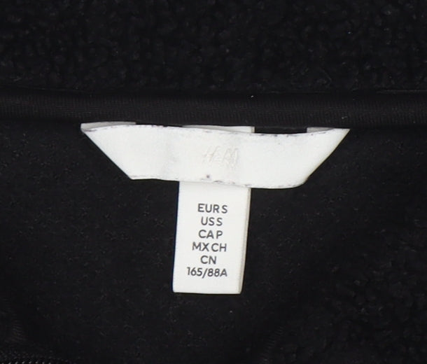 H&M Women’s Black Fleece Zip Jacket Size S Regular Fit