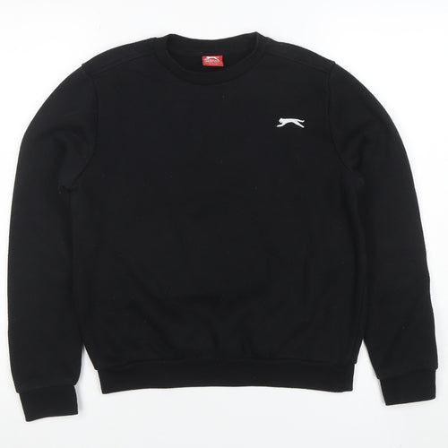 Slazenger Boys Black Crew Neck Sweatshirt Size 13 Years Fleece Blend