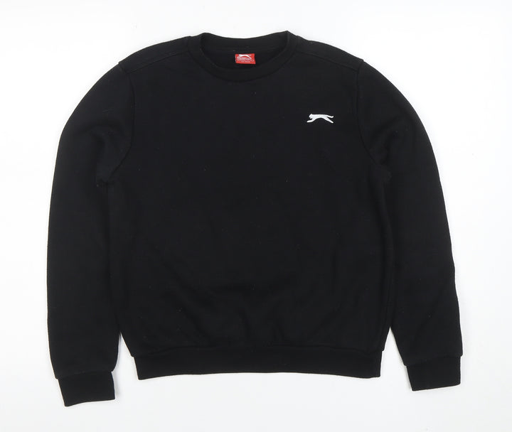 Slazenger Boys Black Crew Neck Sweatshirt Size 13 Years Fleece Blend