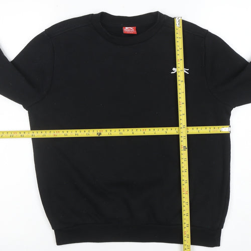 Slazenger Boys Black Crew Neck Sweatshirt Size 13 Years Fleece Blend