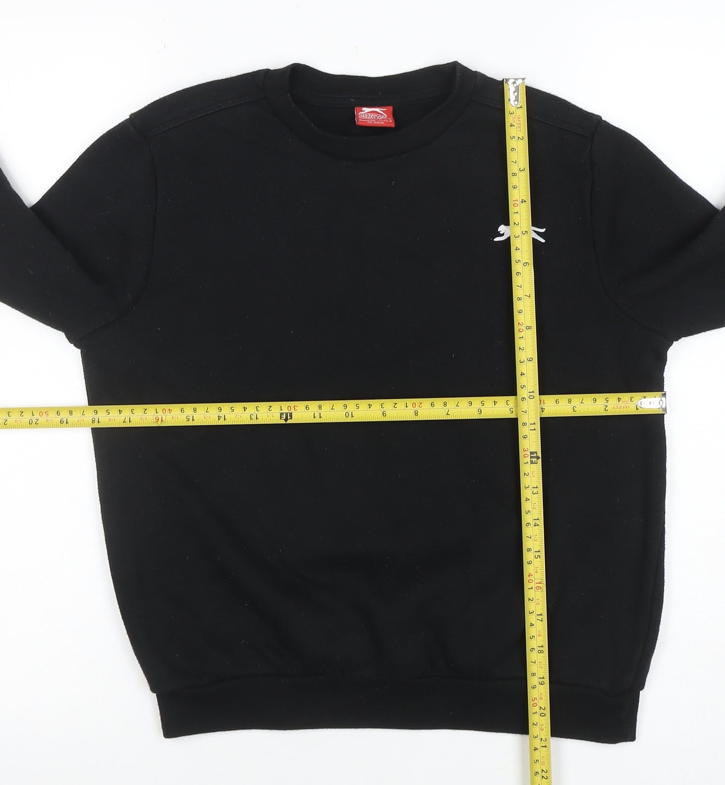 Slazenger Boys Black Crew Neck Sweatshirt Size 13 Years Fleece Blend