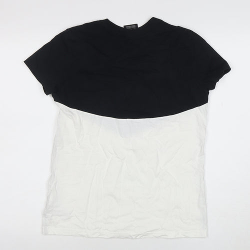 Nike Men's Black White Colourblock Logo Crew Neck Cotton T-Shirt M