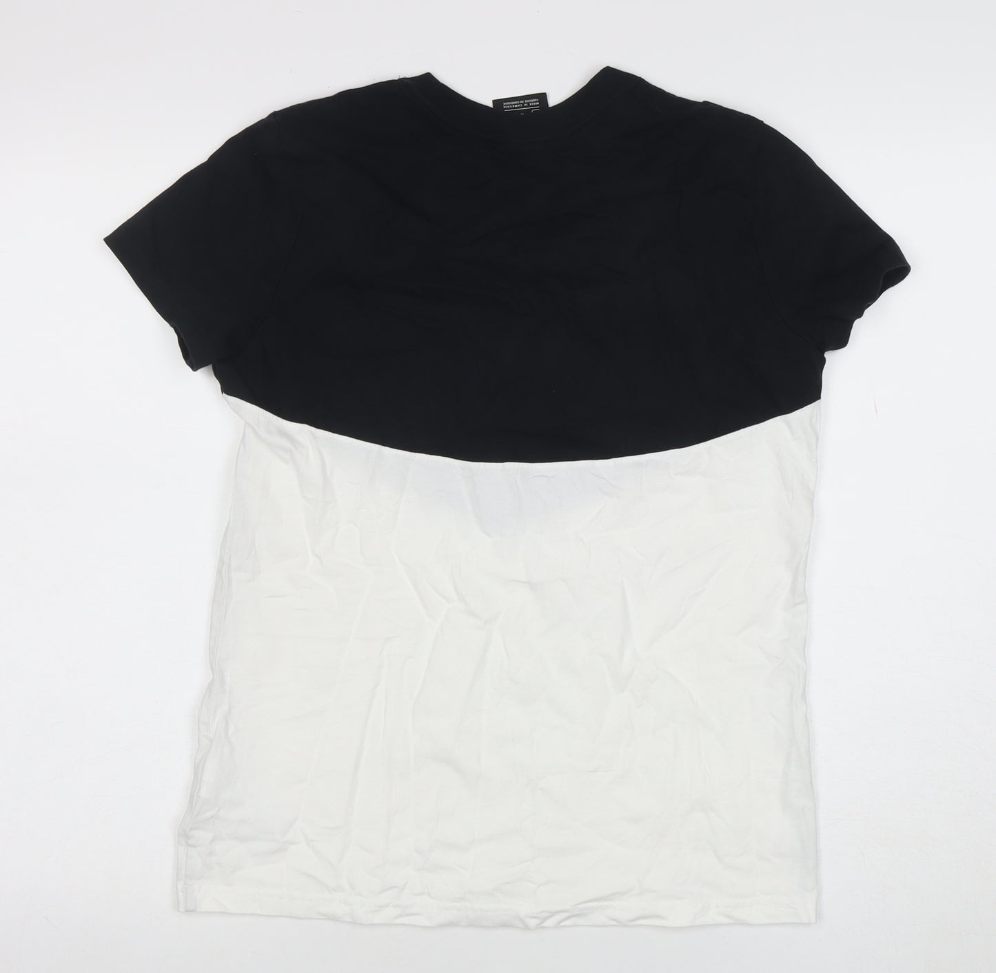 Nike Men's Black White Colourblock Logo Crew Neck Cotton T-Shirt M