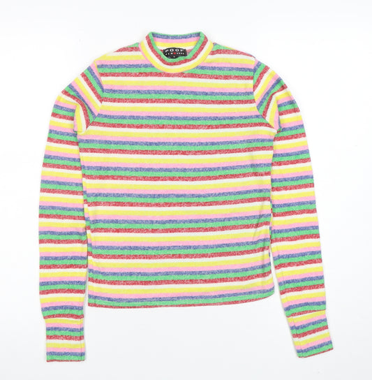 Poof New York Women’s Multicoloured Striped Mock Neck Jumper Size S