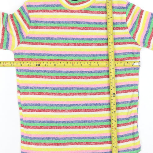 Poof New York Women’s Multicoloured Striped Mock Neck Jumper Size S