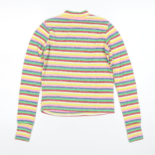 Poof New York Women’s Multicoloured Striped Mock Neck Jumper Size S