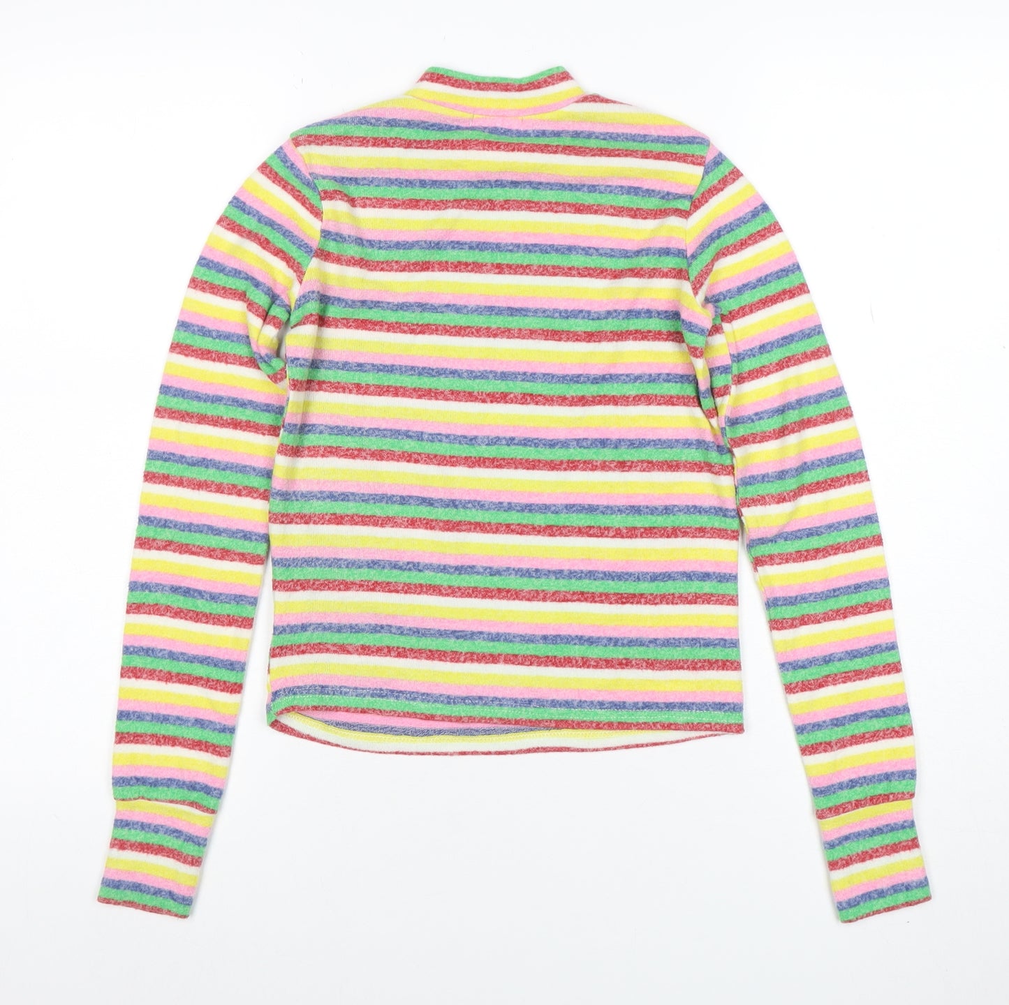 Poof New York Women’s Multicoloured Striped Mock Neck Jumper Size S