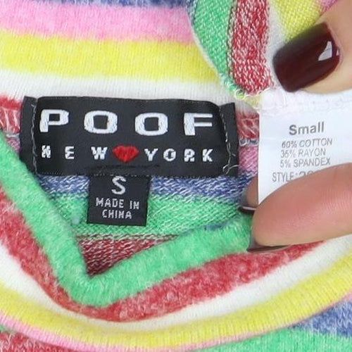 Poof New York Women’s Multicoloured Striped Mock Neck Jumper Size S