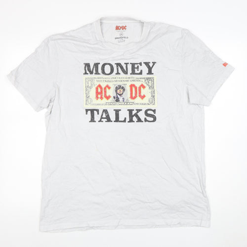 Springfield Men’s White AC/DC Money Talks Band T-Shirt 2XL Regular Fit