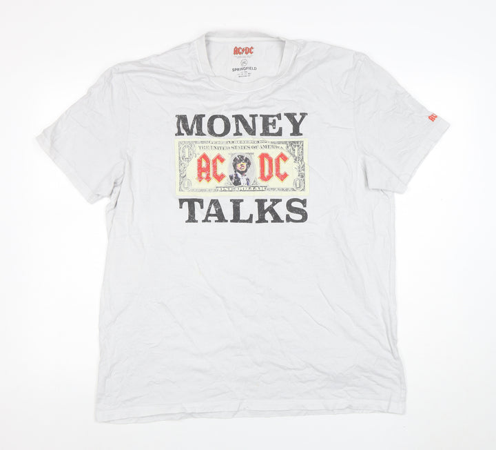 Springfield Men’s White AC/DC Money Talks Band T-Shirt 2XL Regular Fit
