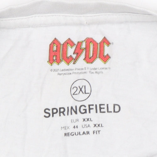 Springfield Men’s White AC/DC Money Talks Band T-Shirt 2XL Regular Fit