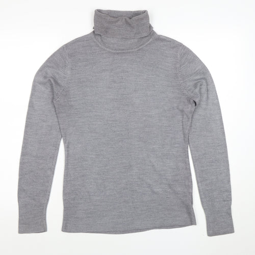 Next Women Grey Merino Wool Roll Neck Jumper Size 12