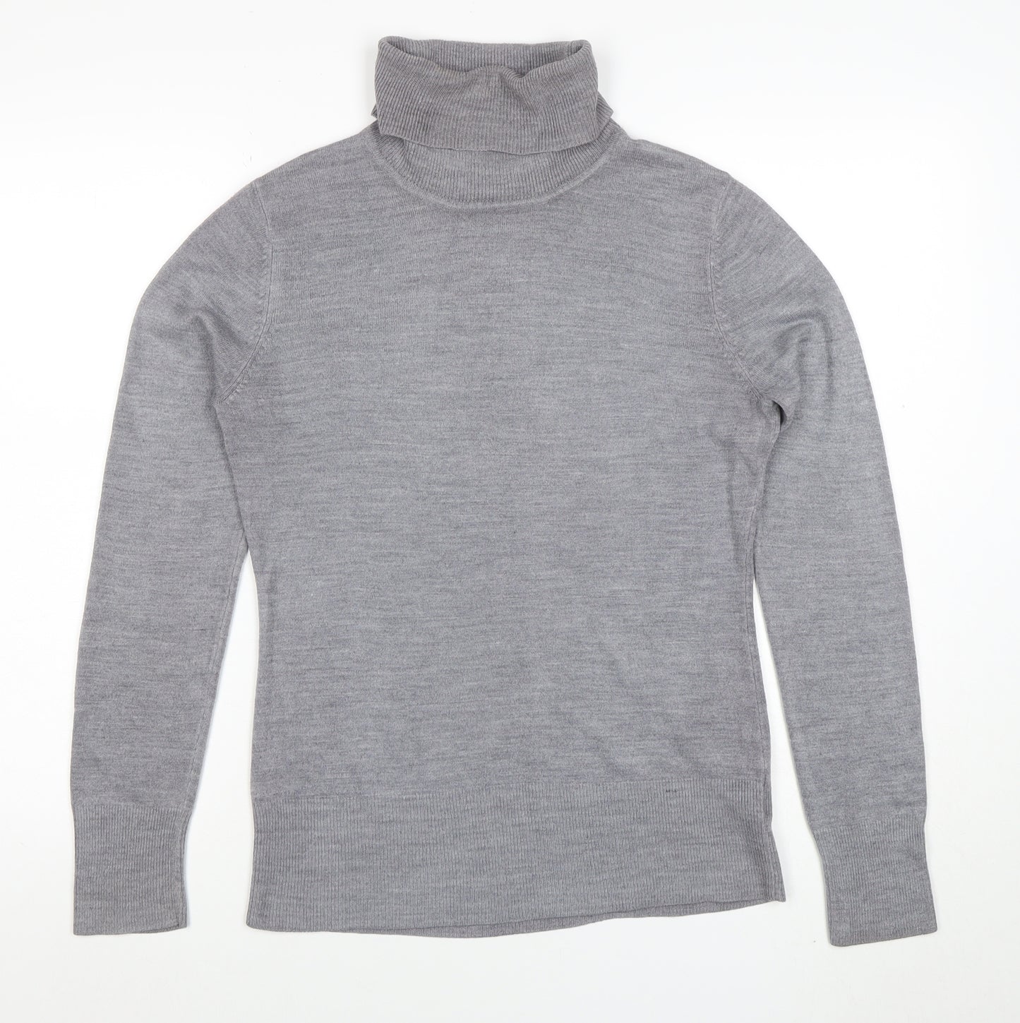 Next Women Grey Merino Wool Roll Neck Jumper Size 12