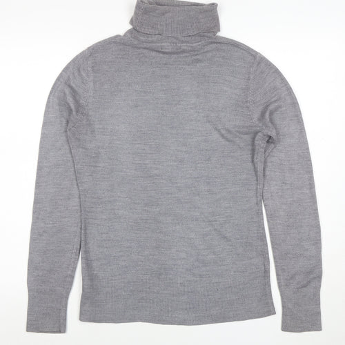 Next Women Grey Merino Wool Roll Neck Jumper Size 12