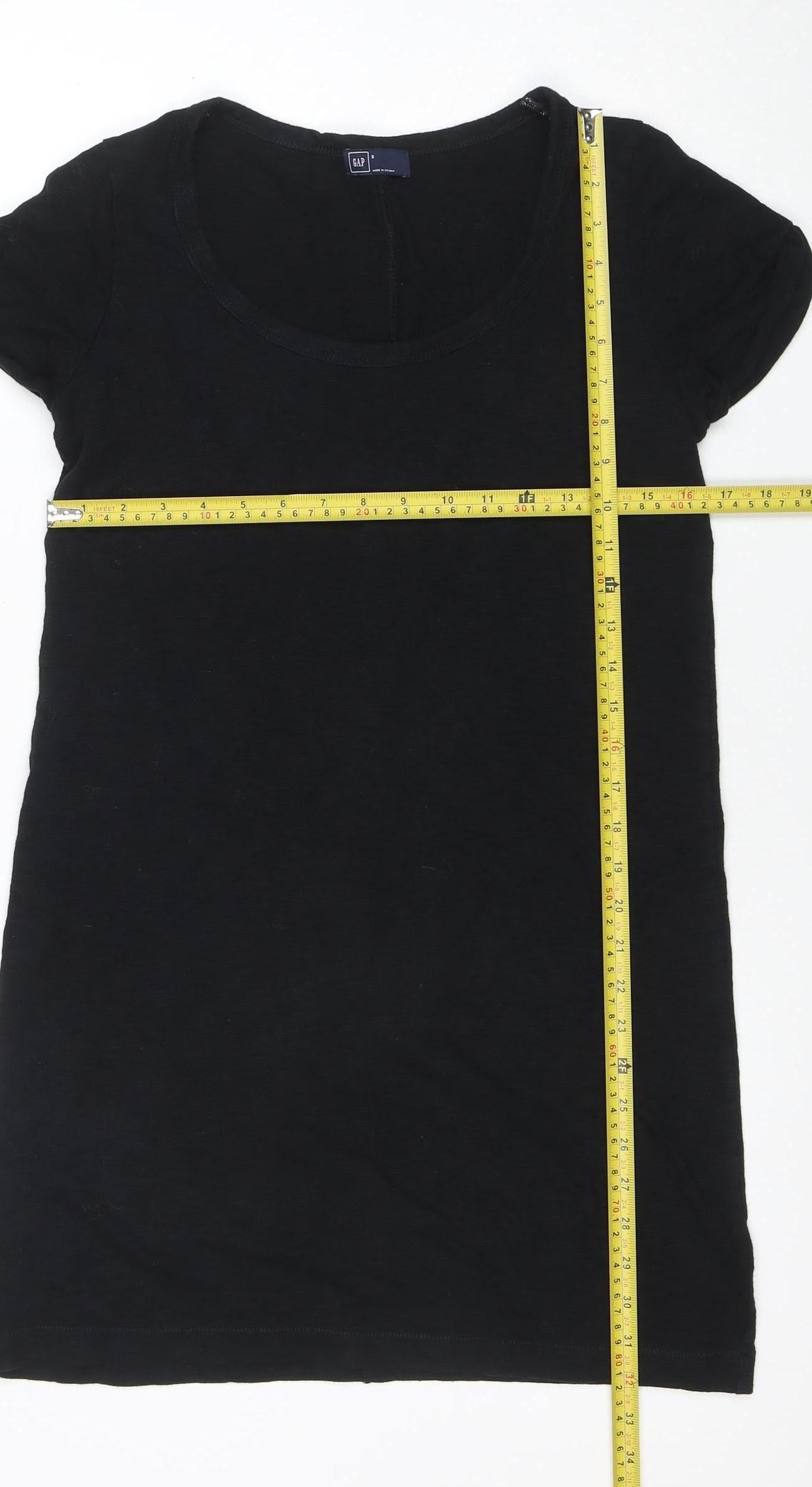 GAP Women Black Short Sleeve T-Shirt Dress Size S