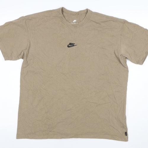 Nike Men's Beige Loose Fit Cotton Crew Neck T-Shirt Size M