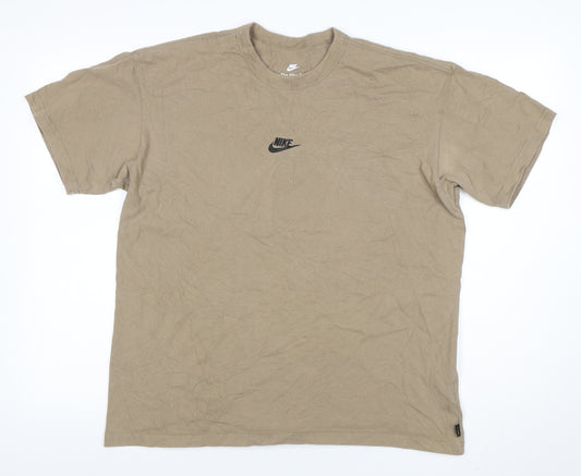 Nike Men's Beige Loose Fit Cotton Crew Neck T-Shirt Size M