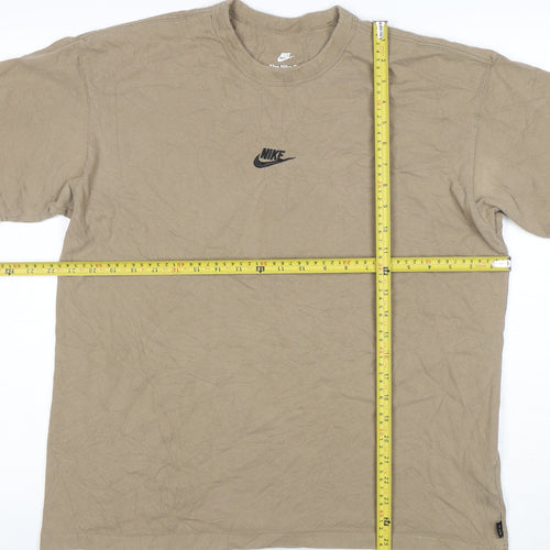 Nike Men's Beige Loose Fit Cotton Crew Neck T-Shirt Size M