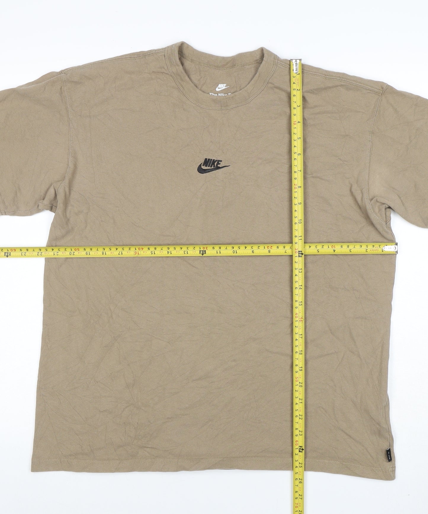 Nike Men's Beige Loose Fit Cotton Crew Neck T-Shirt Size M