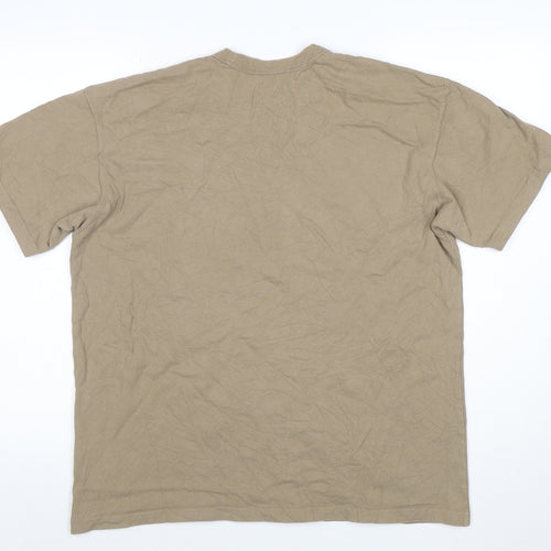 Nike Men's Beige Loose Fit Cotton Crew Neck T-Shirt Size M
