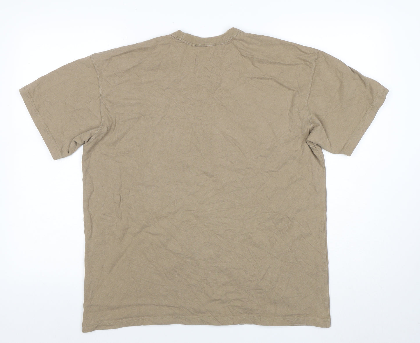 Nike Men's Beige Loose Fit Cotton Crew Neck T-Shirt Size M