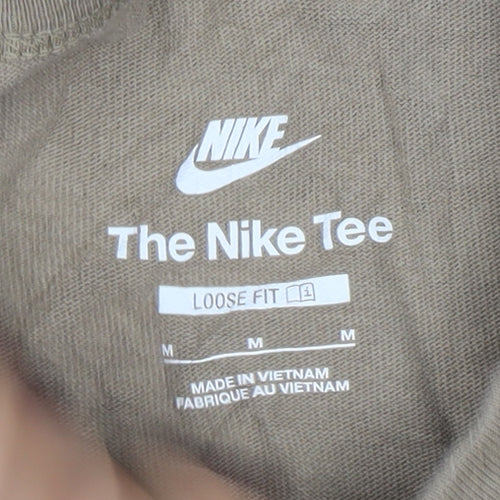 Nike Men's Beige Loose Fit Cotton Crew Neck T-Shirt Size M