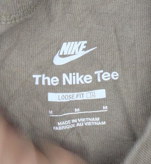 Nike Men's Beige Loose Fit Cotton Crew Neck T-Shirt Size M