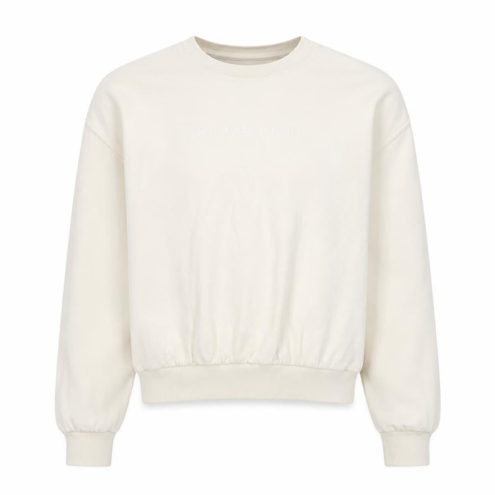 Front view of H&M Divided Women’s Beige XS Crew Neck Pullover Sweatshirt