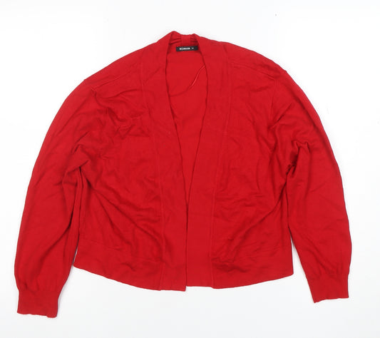 Roman Women's Red V-Neck Knit Long Sleeve Cardigan Size 14