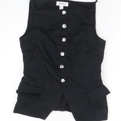 8 Other Reasons Women Black Linen Blend Button-Up Blouse Size 8