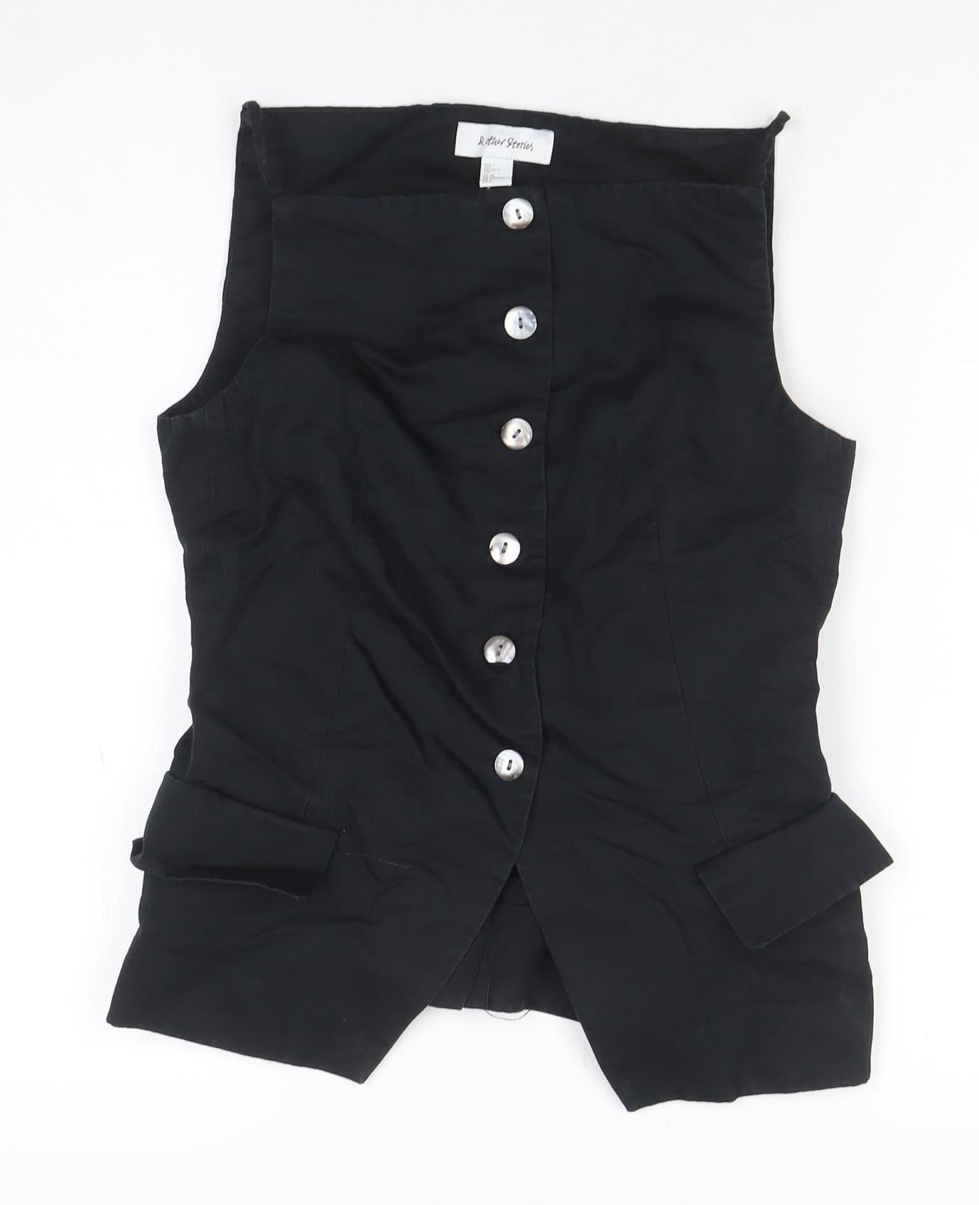 8 Other Reasons Women Black Linen Blend Button-Up Blouse Size 8