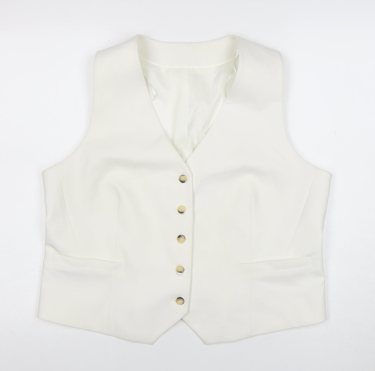 Marks and Spencer Women's Ivory Tuxedo Waistcoat Size 18 Tailored