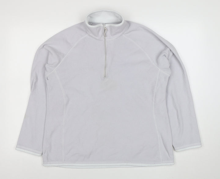 Mountain Warehouse Women White Fleece 1/2 Zip Pullover Sweatshirt Size 14