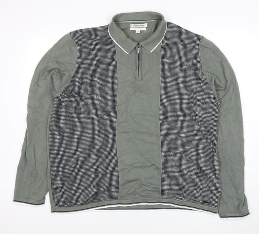 Marks and Spencer Autograph Men's Green 3XL Long Sleeve Polo Top