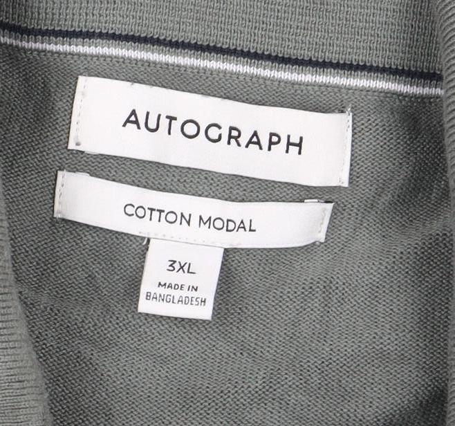 Marks and Spencer Autograph Men's Green 3XL Long Sleeve Polo Top