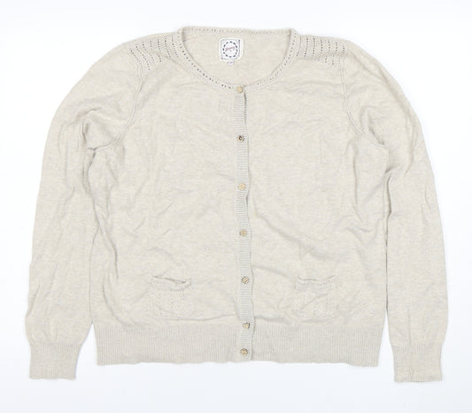 Mantandy Womens Beige 100% Cotton Knit Button Cardigan Size 20