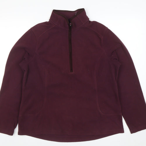 Lands' End Women's Burgundy Fleece 1/2 Zip Pullover Sweatshirt Size L