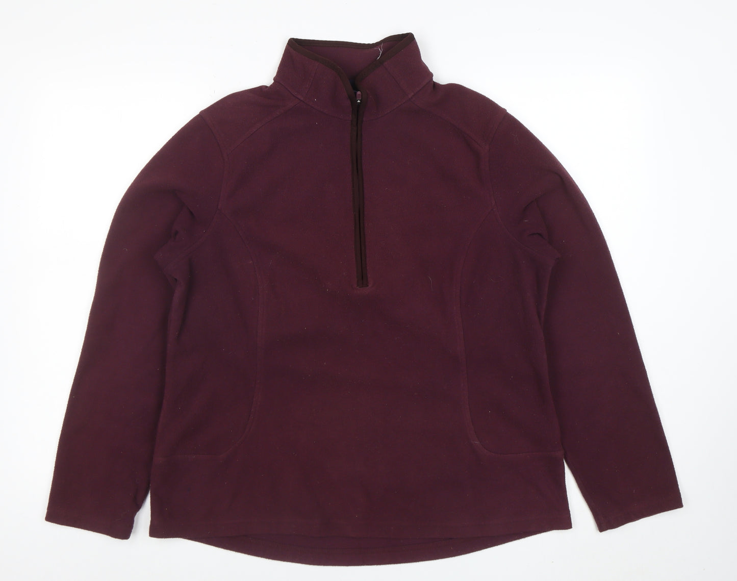 Lands' End Women's Burgundy Fleece 1/2 Zip Pullover Sweatshirt Size L