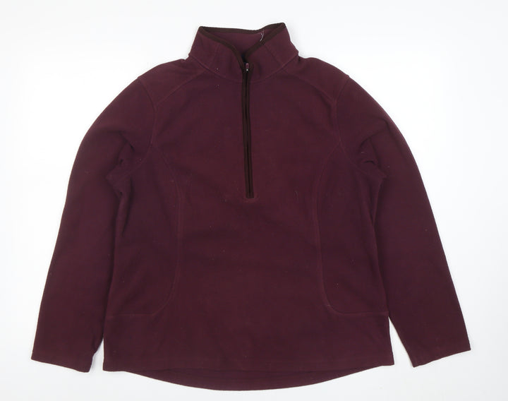 Lands' End Women's Burgundy Fleece 1/2 Zip Pullover Sweatshirt Size L
