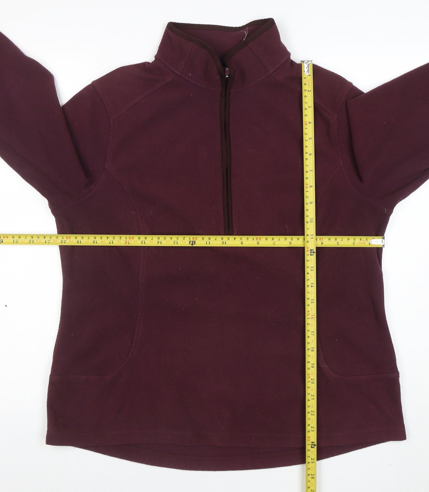 Lands' End Women's Burgundy Fleece 1/2 Zip Pullover Sweatshirt Size L